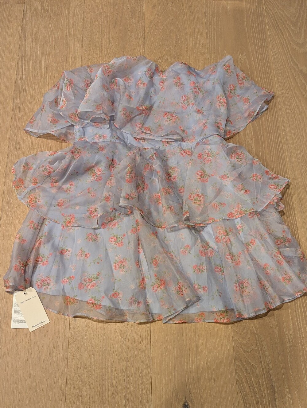 Light Blue Floral Ruffle Mini Dress XLTall